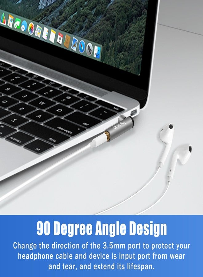 Togconn Right Angle 3.5mm 1/8" Audio Adapter 2-Pack, 90 Degree 3.5mm 1/8 Inch TRS Male to Female Stereo Jack Plug AUX Gold-Plated Connector Compatible with Headset, Tablets, MP3 Players, Speakers - Image 3